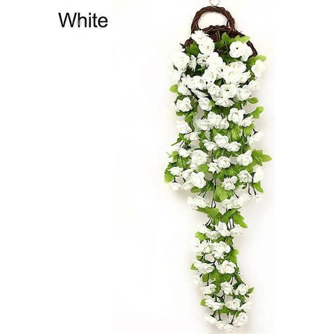 Fleurs de roses artificielles, fausses plantes décoratives, ornement floral suspendublanc (1/5)