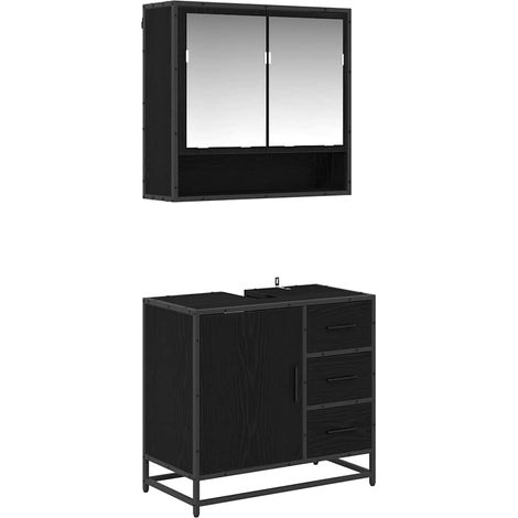 Maison Exclusive - Badezimmermöbel-Set 2 pcs Schwarz Eichen-Optik