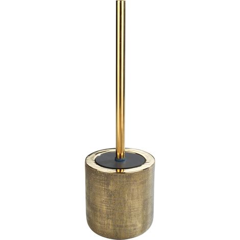 Wenko – Brosse WC en céramique dorée à relief – Tête de brosse remplaçable – Dimensions 11,5 x 12,7 cm – Support ouvert pour un accès facile