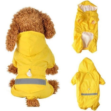 Couverture pour chien taille M, imperméable pour chien, veste imperméable coupe-vent avec capuche, veste ajustable pour chien (1/5)