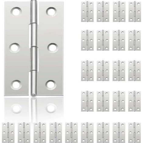 24Pcs Small Door Hinges, Stainless Steel Hinge, DIY Door Hinges for Cupboard Door Piano Hinge Jewelry Boxes Home Furniture Hardware Cabinet(44mm30mm) (1/5)