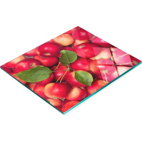 Robustes und stilvolles Küchenbrett aus Glas mit rotem Apfelmuster, 60 x 52 cm (1/5)