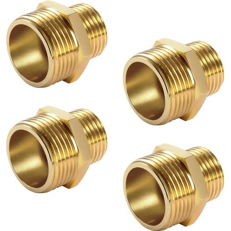 4 Pièces Raccord, Réduction 1/2 à 3/4, Mamelon Double en Laiton, Filetage Extérieur Hexagonal, Plomberie et Systèmes Solaires (1/5)