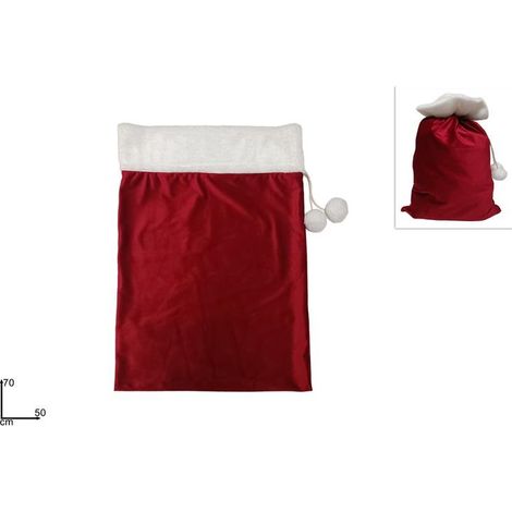 Sacco Portadoni di Babbo Natale Rosso in Velluto e Pelliccia 50 x 70 cm