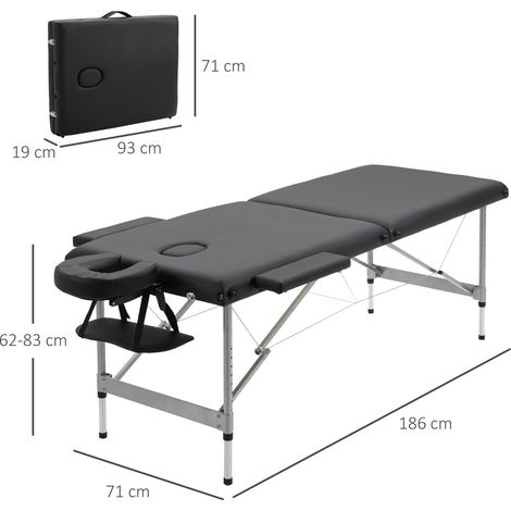 Table de massage professionnelle 7 zones,réglable en hauteur,chargeable jusqu’à 130 kg,idéale pour spa et salon,noire
