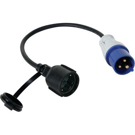 Perel – Câble adaptateur CEE vers Schuko – 0.4 m – Caoutchouc IP44 pour usage extérieur – Adaptateur caravane et camping – 16 A 230 V (1/5)