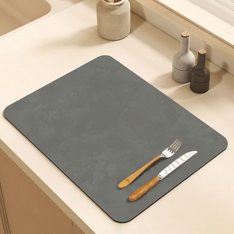 Tapis Egouttoir Vaisselle, Absorbant Vaisselle pour Comptoirs de Restaurant Cuisine Bar Café, Couleur Unie (Gris,40x50x2,5cm) Gris 40x50x2,5cm'Gris 40x50x2,5cm'Gris'40x50x2,5cm
