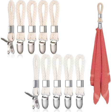 Lot de 10 crochets porte-serviettes – 11,5 x 2,3 cm – Pinces pour torchons – Pour cuisine, salle de bain et chambre (1/5)