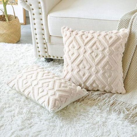 Housse De Coussin - Velours Laine Synthétique - Pour Canapé Chambre Salon - 30x50 cm - 2 Pièces (1/4)