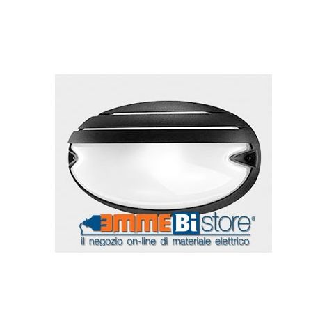Plafoniera Nera con griglia E27 IP55 a soffitto e parete Prisma CHIP OVALE 25 GRILL (1/5)