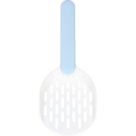 Pelle à litière pour chat en plastique épaissi, pelle à tamis pour petites boîtes pour animaux de compagnie, nettoyage blanc bleu (1/5)