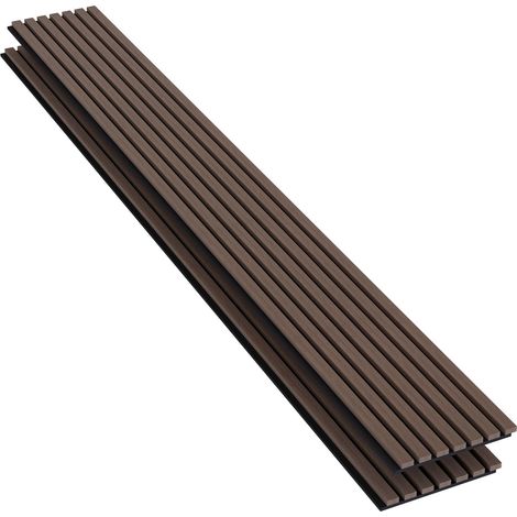 Set da 2 pezzi, 260 x 30 cm, pannelli decorativi fonoassorbenti in legno. Spessore: 21 mm, Color noce (1/5)