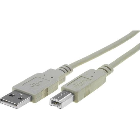 Cable- USB 2.0- USB A prise.USB B prise- nickele- 1.8m- gris