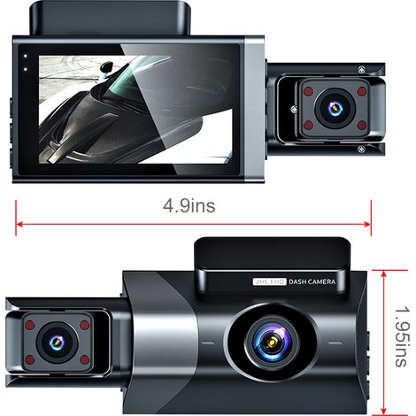 FLITI Dashcam 3 Lenses HD 1296P Wifi Car Camera Front Rear Interior Night Vision Recorder 3.0 Inch (1/5)