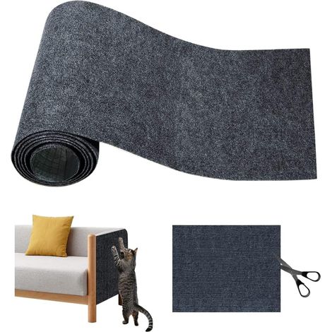 Alfombrilla rascador autoadhesiva para gatos, resistente a los arañazos, ideal para sofás, muebles, puertas y paredes, 60 x 100 cm (gris oscuro). (1/5)