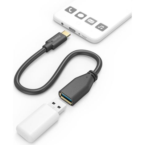 Hama USB-Adapterkabel, OTG C-Stecker - A-Buchse, 15 cm (1/3)
