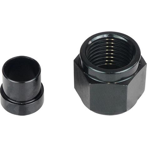 Raccordo rigido in alluminio, dado e manicotto femmina 10 AN per tubi in alluminio da 5/8" di diametro esterno, 1 set - 6AN - Nero (1/5)