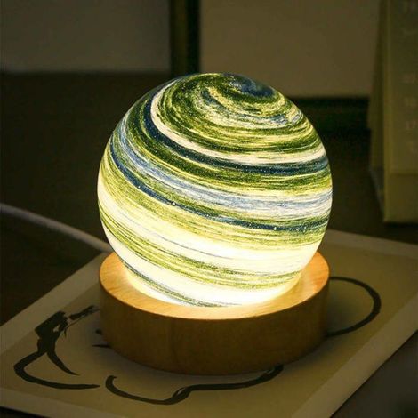 lampe de table planète Lampe planète en verre, 3 températures de couleur, intensité réglable en continu, luminaire linge (1/5)