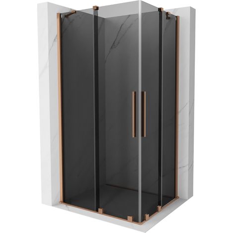 Mexen Velar Duo Duschkabine Schiebetür 90 x 80 cm, graphit, gebürstetes Kupfer - 871-090-080-42-65 (1/5)