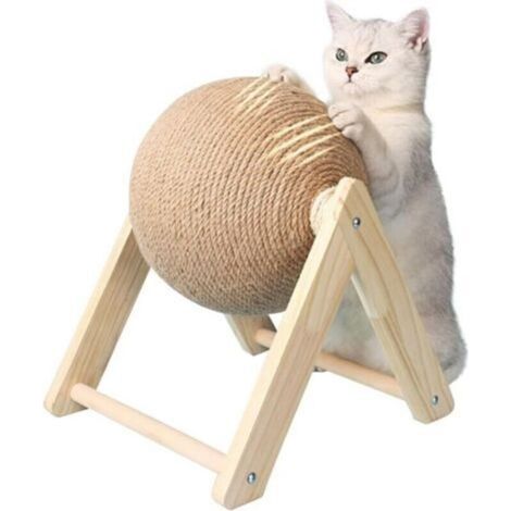 Jouet à gratter en sisal pour chat, balle à gratter sur pied, balle à gratter en sisal naturel pour petits chats, résistant à l'usure, jouet interactif d'intérieur pour chatons (1/5)