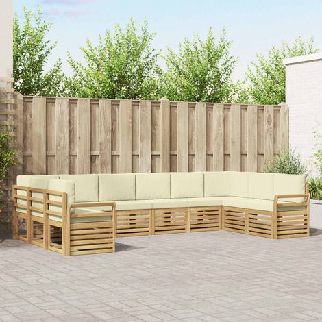 vidaXL Outdoor-Sofagarnitur 10 pcs Weiß und Creme 363 x 190 x 73 cm (1/5)