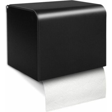 Wandmontierter Toilettenpapierhalter und wasserdichte Taschentuchbox mit Spender und Rollenhalter, Mattschwarz - Crezuo