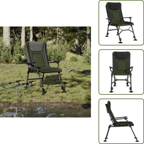 The Living Store Chaise de pêche avec accoudoir pliable vert - Chaise De Pêche - Chaise Pliante - Mobilier De Jardin - Fauteuil De Jardin - Siège De Pêche (1/5)