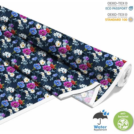 TESSUTI DECORATIVI PER ESTERNI OXFORD - Motivo fiori di campo su fondo scuro I DX463 (1/5)