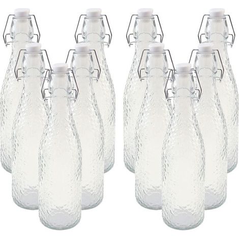 Bouteille en verre - JUANIO - Facetté style cristal - 0,5 L - Bouchon étrier hermétique - Lot 10 (1/4)