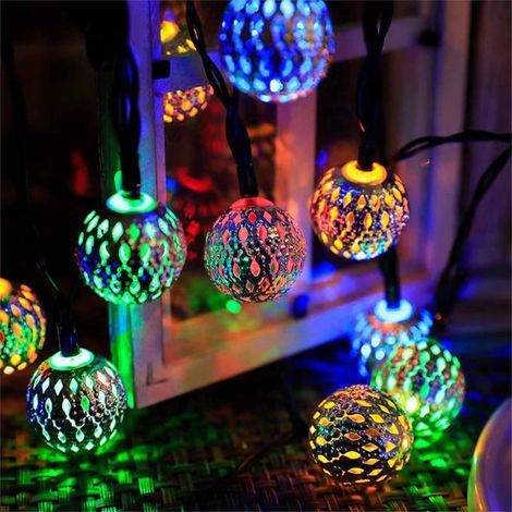 Boule Lumineuse Marocaine - Guirlande LED Métallique Creuse À Piles - Décoration Noël Fête Mariage Intérieur Extérieur - 3 m 20 LED (1/5)