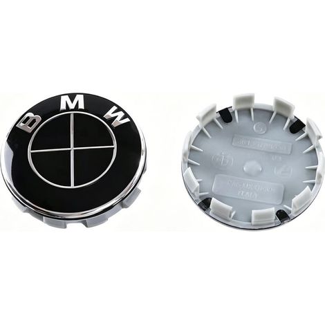 Cache-Moyeu de Roue 68 mm pour Série 1 3 5 7 X1 X3 X4 X5 X6, Centre de Jante Automobile, Enjoliveur de Moyeu de Roue, Lot de 4 Noir (1/3)