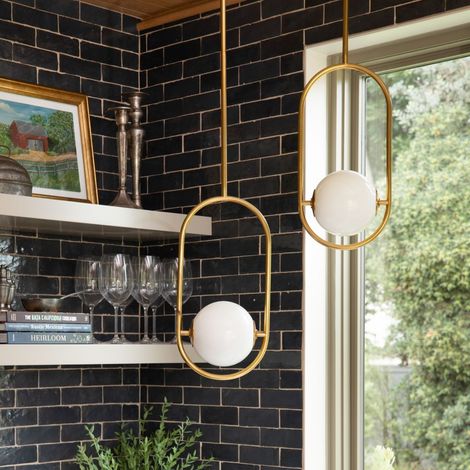 Everley 1 Lumière Suspension Vintage Laiton, Verre (1/2)