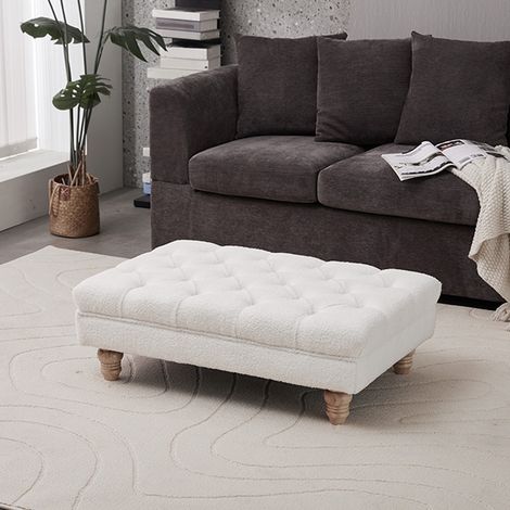 Teddy Fleece Upholstered Footstool (1/3)