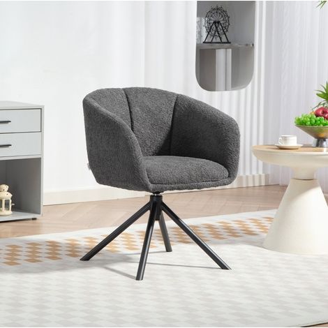 Sillón 58.5x59x78.5 cm gris en poliéster con asiento giratorio y patas de metal (1/5)