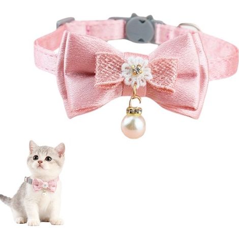 Collier pour chat réglable de 20 à 28 cm avec nœud amovible, cordon en coton doux et design léger (1/5)