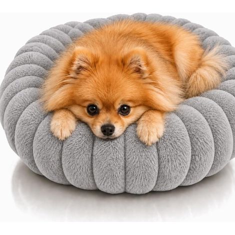 Panier Donuts Gris M Anti-Stress pour Chien & Chat Rond – Coussin Moelleux Effet Cocooning, Pouf Apaisant Lavable, Base Antidérapante – Plusieurs Tailles & Coloris (50 à 90 cm) (1/5)