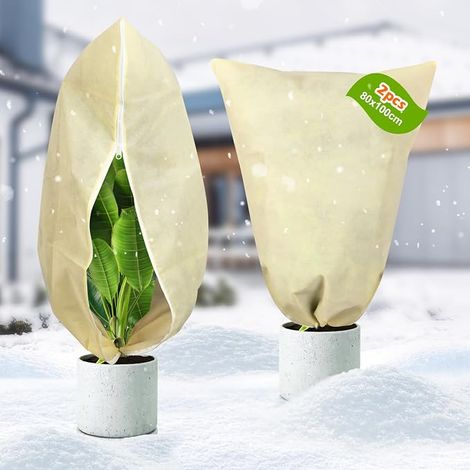 2 Pack Plant Protection 80 x 100 cm Winter Protection with Zipper and Drawstring Frost Protection for Palm Trees Outdoor Potted Plants (1/4)