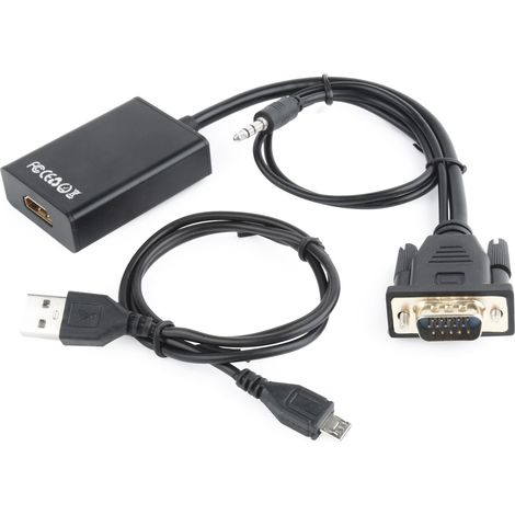 Gembird A-VGA-HDMI-01 video cable adapter 0.15 m HDMI Type A (Standard) VGA (D-Sub) Black (1/4)