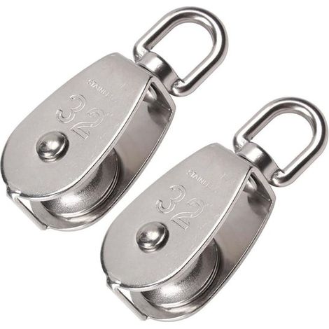 M32 Rullo singolo in acciaio inox 304, 2 pezzi, colore argento (1/2)