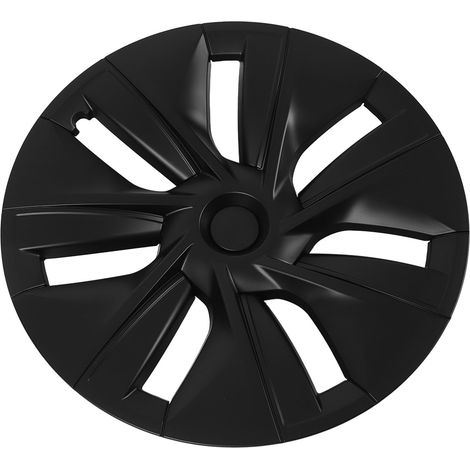 Lot de 4 enjoliveurs élégants, résistants et durables, compatibles avec les jantes 19 pouces pour Tesla Model Y (2020-2023), noir mat. (1/5)