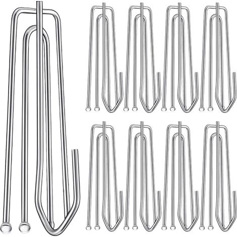 Lot de 30 crochets et épingles en acier inoxydable pour rideaux plissés, comprenant 4 épingles, des clips pour crochets plissés et 4 supports d'extrémité pour fenêtres, portes et salles de bain. (1/5)