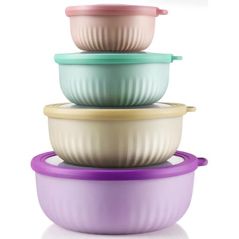 4 Pièces Saladier avec Couvercle,Boites Alimentaires Repas avec Couvercle (1/5)