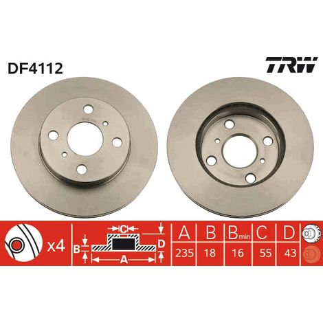 DISQUE DE FREIN AVANT DF4112 TRW (1/2)