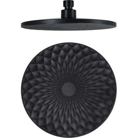 Soffione doccia fisso rotondo da 9 pollici, soffione doccia a pioggia ad alta pressione in ABS a risparmio idrico, attacco G1/2", nero (1/5)