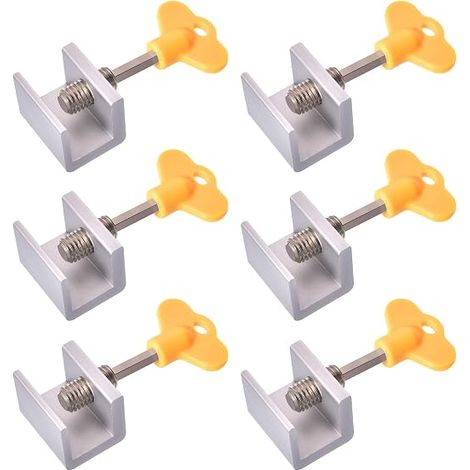 6PCS clé Serrure de sécurité de cadre Verrous de Fenêtre Porte Coulissante serrures de fenêtre coulissantes en aluminium Fenêtre Serrure de fenêtre en alliage réglable sécurité enfant antivol (1/5)