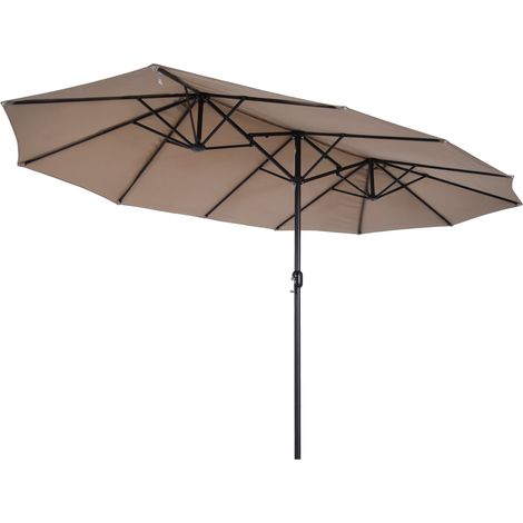Rechteckiger Doppelsonnenschirm 4,6 x 2,7 x 2,4 m mit Kurbel, 180 g/m² Stoff, Stahlgestell, braun, für Balkon oder Pool