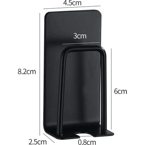 (Noir - Lot de 4) Porte-brosse à dents mural en acier inoxydable avec gobelet et support de rangement, sans perçage, pour salle de bain. (1/5)