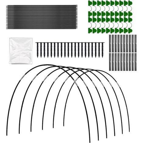 30 Arceau pour serre tunnel, Kit jardin avec piquets et clips, Support plante fibre de verre, Protection gel et soleil, Usage extérieur