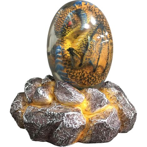 Oeuf de dragon de lave en résine transparente avec base pour salon, chambre à coucher, bureau, cour, jaune (1/4)
