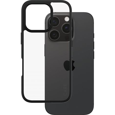 CARE by PanzerGlass® Flagship Case Transparent Urban Combat m. Schwarz Rahmen iPhone 16 Pro